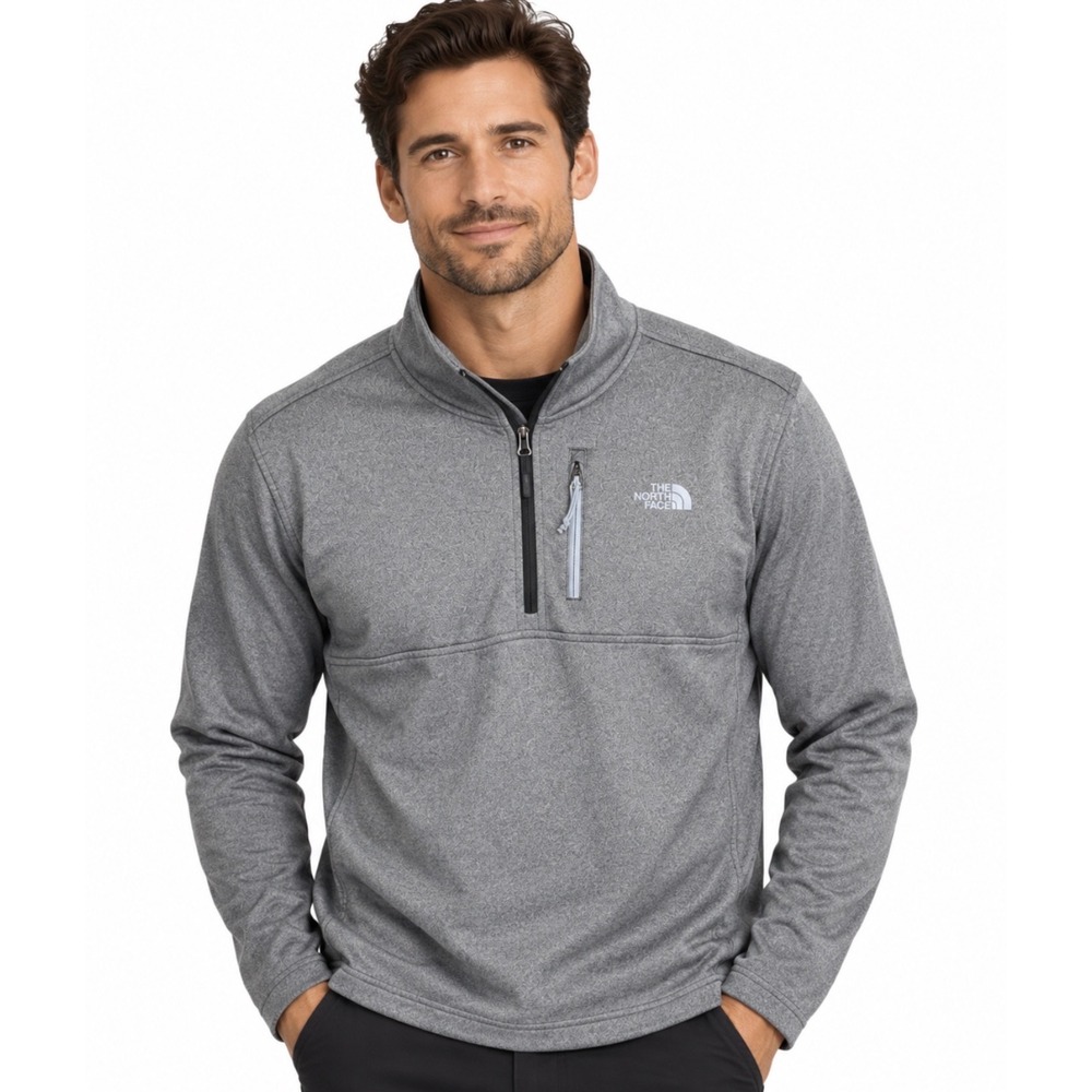 The North Face 1/4 Zip Pullover Mens Size L Heather Gray Outdoors Hiking Trail